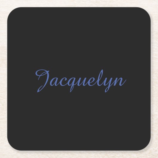 Neutraal Zwart & Blauw Plain Elegante Moderne Eige Kartonnen Onderzetters (Voorkant)