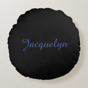 Neutraal Zwart & Blauw Plain Elegante Moderne Eige Rond Kussen