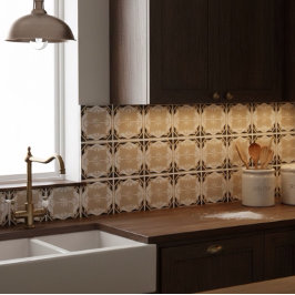 Neutraal zwart en beige ingewikkeld tegeltje