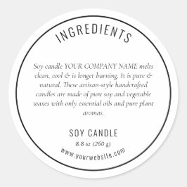 Neutraal zwart ingrediënten productlabel ronde sticker
