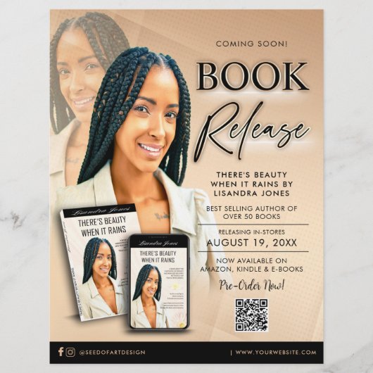 Neutraal Zwart Modern Boek Lancering Release Auteu Flyer (Voorkant)