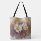 Neutraal zwevende Daisy Waterverf Tote Bag (Achterkant)