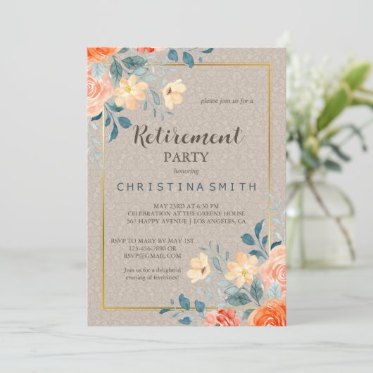 Neutral aardachtig bloemenfeest Waterverf Retireme Kaart (Staand voorkant)
