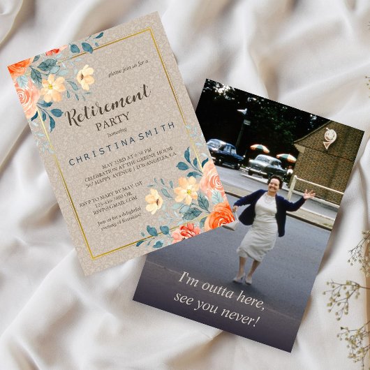 Neutral aardachtig bloemenfeest Waterverf Retireme Kaart