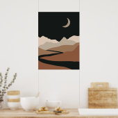 Neutral Abstract Landscape, Minimalist Mountain Poster (Keuken)