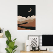 Neutral Abstract Landscape, Minimalist Mountain Poster (Thuiskantoor)