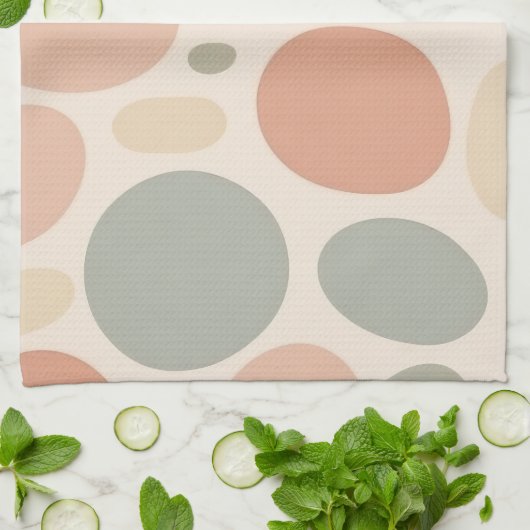 Neutral Abstract Organic Shapes Modern Theedoek (Gevouwen)