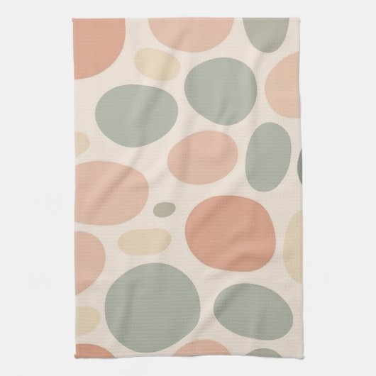 Neutral Abstract Organic Shapes Modern Theedoek (Verticaal)