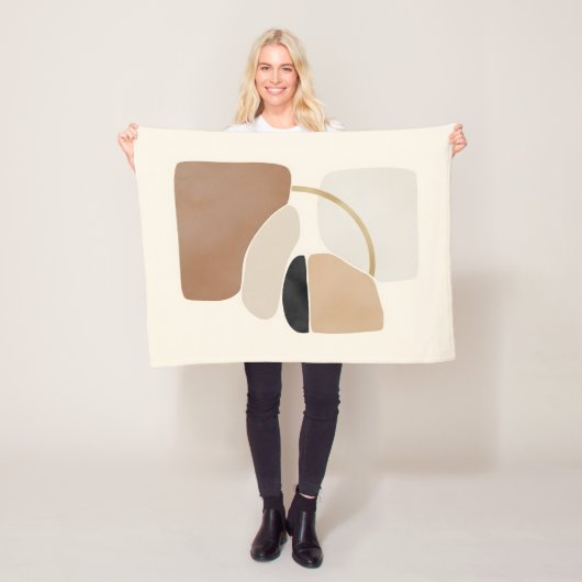 Neutral Abstract Shapes | Minimal Modern Fine Art  Fleece Deken (In situ)