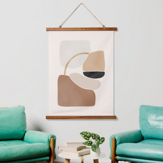 Neutral Abstract Shapes | Minimal Modern Fine Art Hangend Wandkleed (Woonkamer)