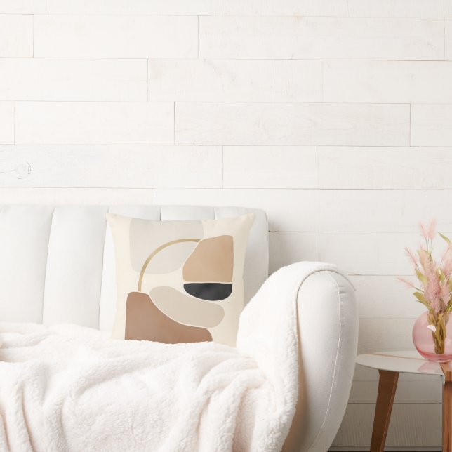 Neutral Abstract Shapes | Minimal Modern Fine Art  Kussen (Bank)