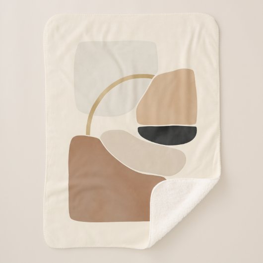 Neutral Abstract Shapes | Minimal Modern Fine Art Sherpa Deken (Voorkant)