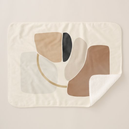 Neutral Abstract Shapes | Minimal Modern Fine Art  Sherpa Deken (Voorkant (horizontaal))