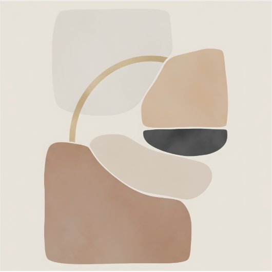 Neutral Abstract Shapes | Minimal Modern Fine Art  Sticker (Voorkant)