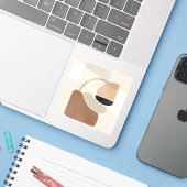 Neutral Abstract Shapes | Minimal Modern Fine Art  Sticker (Laptop met iPhone)