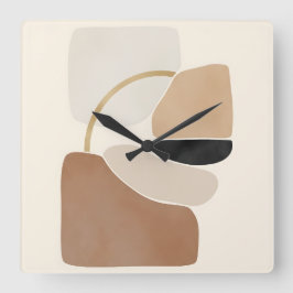 Neutral Abstract Shapes | Minimal Modern Fine Art  Vierkante Klok