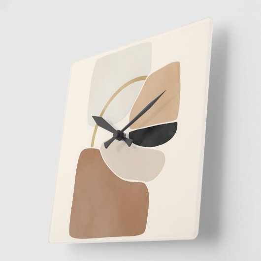 Neutral Abstract Shapes | Minimal Modern Fine Art  Vierkante Klok (Hoek)