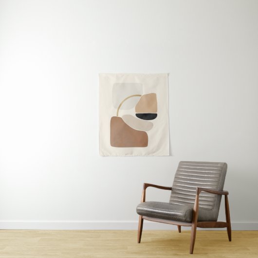 Neutral Abstract Shapes | Minimal Modern Fine Art  Wandkleed (In situ)