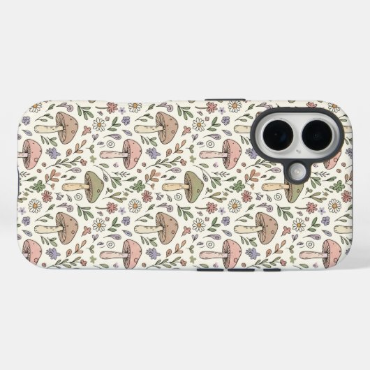 Neutral Aesthetic Mushroom Fungi Seamless Pattern Case-Mate iPhone Case (Achterkant (horizontaal))