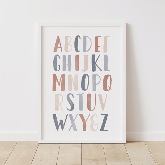 Neutral Alphabet Boho Kids Room Decor Poster
