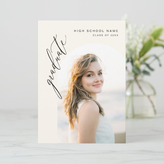 Neutral Arch Afstuderen eenvoudig foto Afstuderen Aankondiging (Staand voorkant)