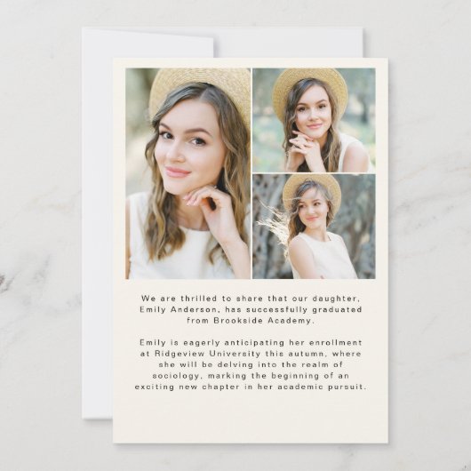 Neutral Arch Afstuderen eenvoudig foto Afstuderen Aankondiging (Achterkant)