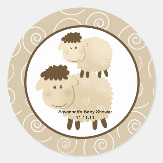 Neutral Baa Baa Sheep Favor Stickers 3-inch (Voorkant)