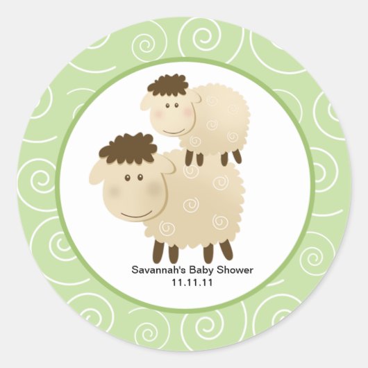Neutral Baa Baa Sheep Favor Stickers 3-inch (Voorkant)