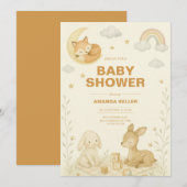 Neutral Baby Animal Nursery Baby shower Kaart (Voorkant / Achterkant)