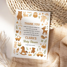 Neutral Baby Boy Shower | Cute Safari Animal Bedankkaart