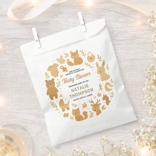 Neutral Baby Boy Shower | Cute Safari Animal Bedankzakje (Geknipt)