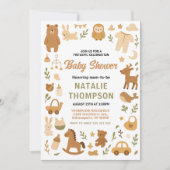 Neutral Baby Boy Shower | Cute Safari Animal Kaart (Voorkant)