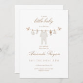 Neutral Baby Clothesline Shower Invitation Kaart (Voorkant / Achterkant)