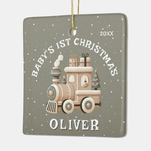 Neutral Baby’s 1st Christmas Train Keepsake Keramisch Ornament (Links)