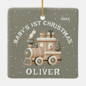 Neutral Baby’s 1st Christmas Train Keepsake Keramisch Ornament (Achterkant)