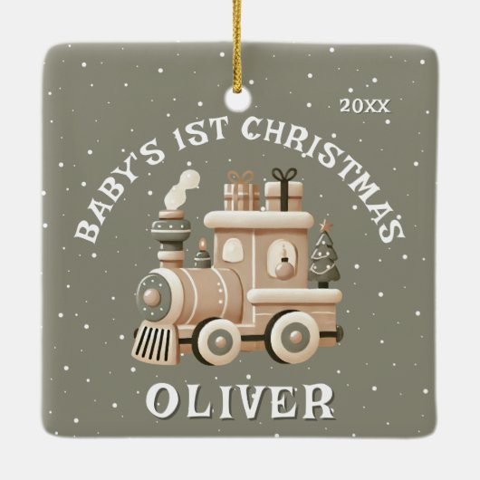 Neutral Baby’s 1st Christmas Train Keepsake Keramisch Ornament (Achterkant)