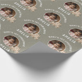 Neutral Baby’s 1st Christmas Train Keepsake Photo Cadeaupapier (Hoek)