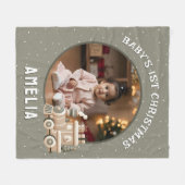 Neutral Baby’s 1st Christmas Train Keepsake Photo Fleece Deken (Voorkant (Horizontaal))