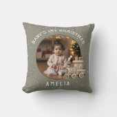 Neutral Baby’s 1st Christmas Train Keepsake Photo Kussen (Voorkant)