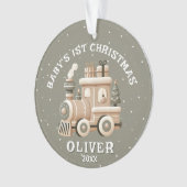 Neutral Baby’s 1st Christmas Train Keepsake Photo Ornament (voorkant)