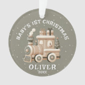 Neutral Baby’s 1st Christmas Train Keepsake Photo Ornament (voorkant)