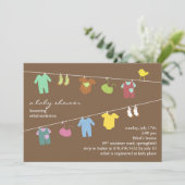 Neutral Baby shower Brown Flat Invitation Kaart (Staand voorkant)