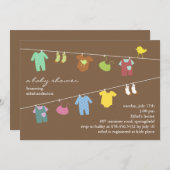 Neutral Baby shower Brown Flat Invitation Kaart (Voorkant / Achterkant)