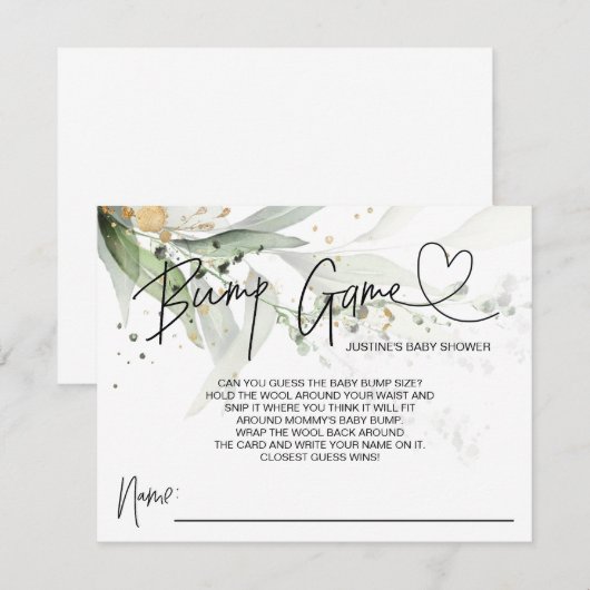 Neutral Baby Shower Game Bump Guess Cute Cards Informatiekaartje (Voorkant / Achterkant)