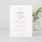 Neutral Baby Shower Invitation Moon and Stars Kaart (Staand voorkant)