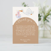 Neutral Baby shower Ooievaar bedankpas Kaart (Staand voorkant)