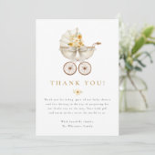 Neutral Baby Shower Thank You Card | Ivory & Gold Bedankkaart (Staand voorkant)