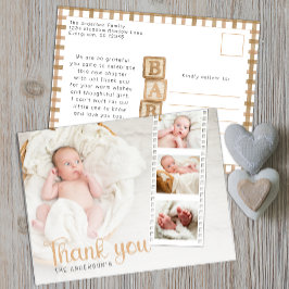 Neutral Baby Shower Thank You Photo Postcard Briefkaart