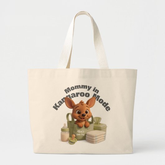 Neutral Baby Tote Bag – Custom Name & Deer Design (Voorkant)