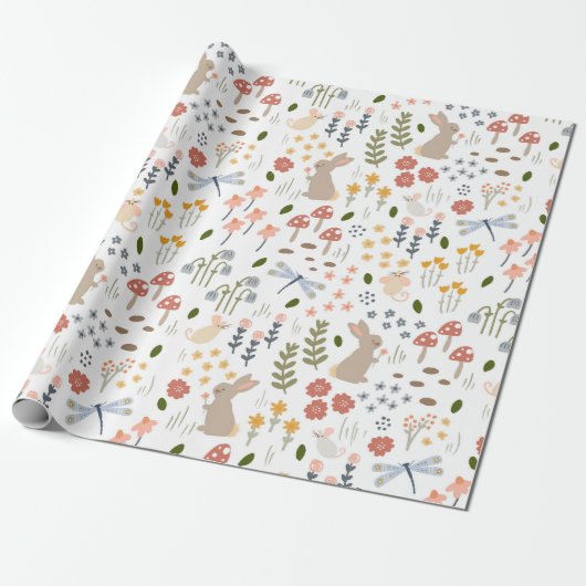 Neutral Baby Woodland Wrapping Paper Cadeaupapier (Uitgerold)
